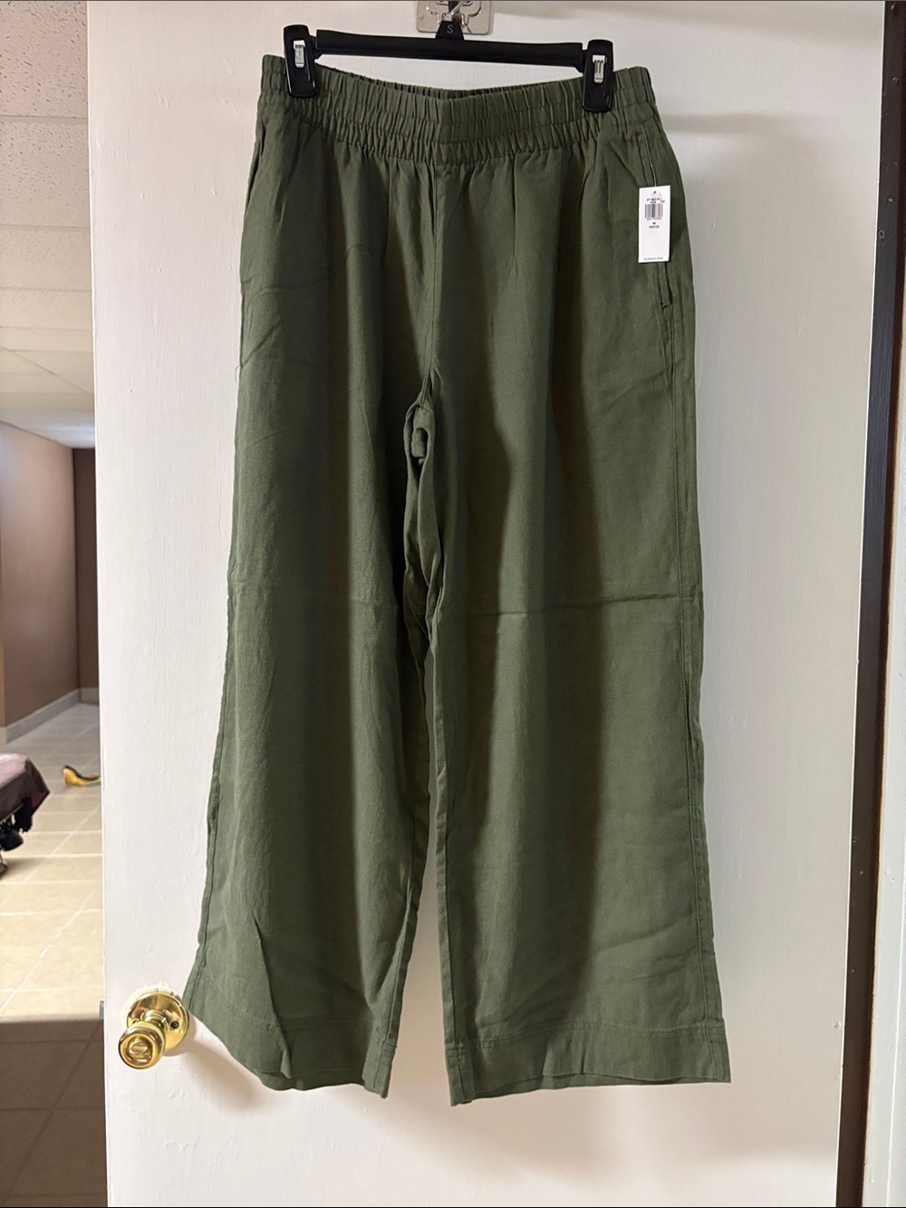 NWT Old navy wide leg linen pants size medium petite in olive.